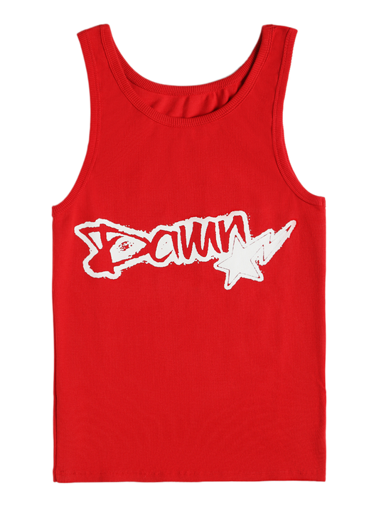 RED PRINTED VEST MEN